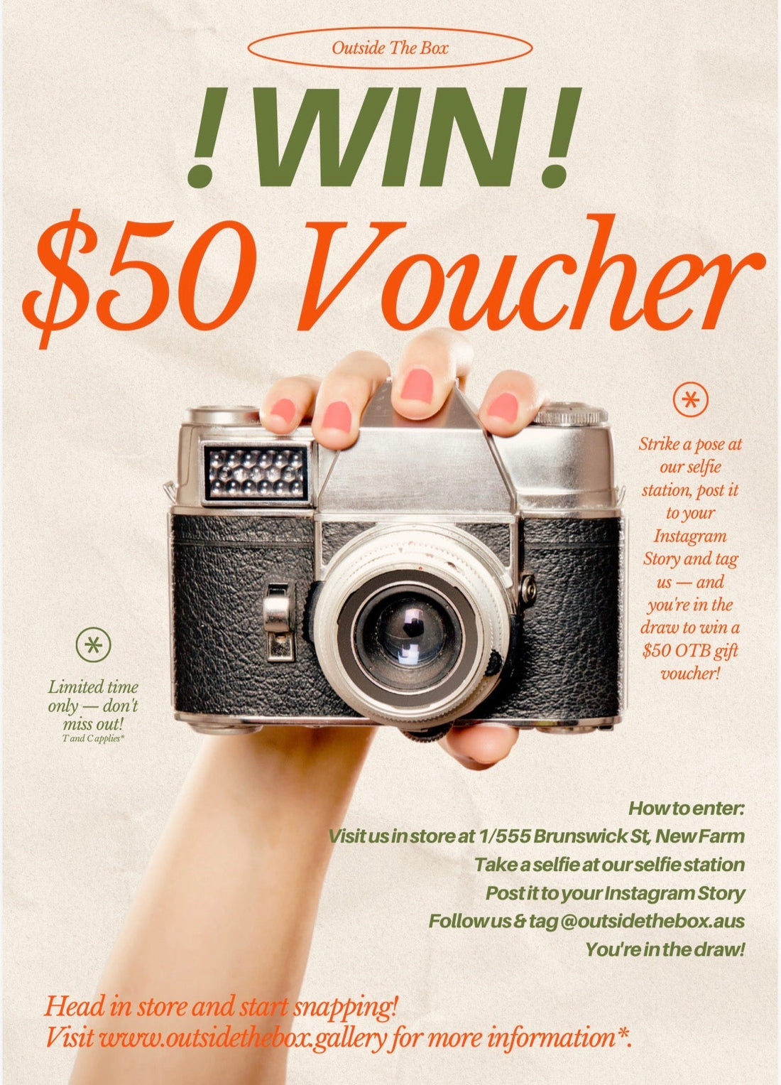 Strike a Pose, Score a Prize: Win a $50 Voucher at Outside The Box!