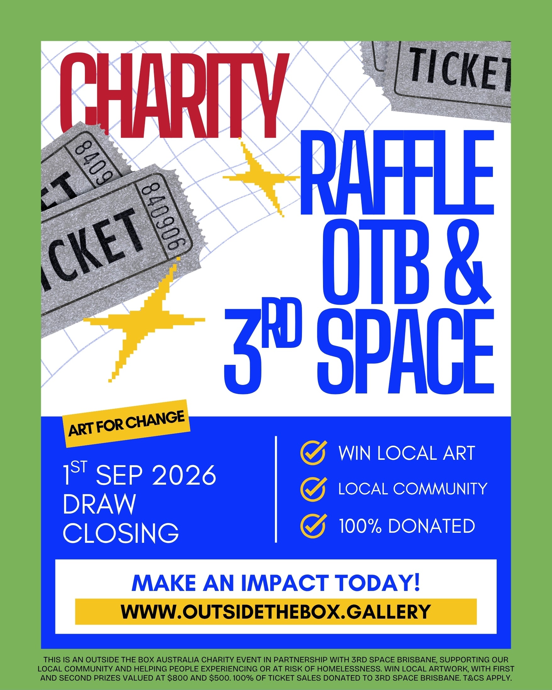 Art for Change: Outside The Box 2026 Charity Raffle Supporting 3rd Space Brisbane 💛