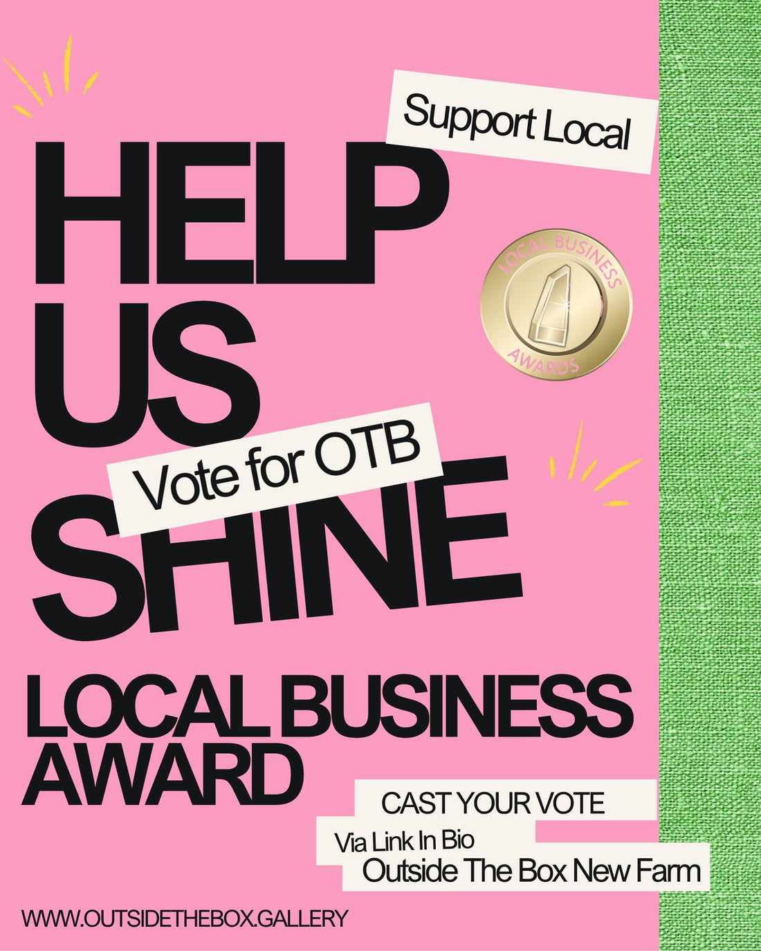 Help Us Shine: Vote for Outside the Box in the Local Business Awards ✨