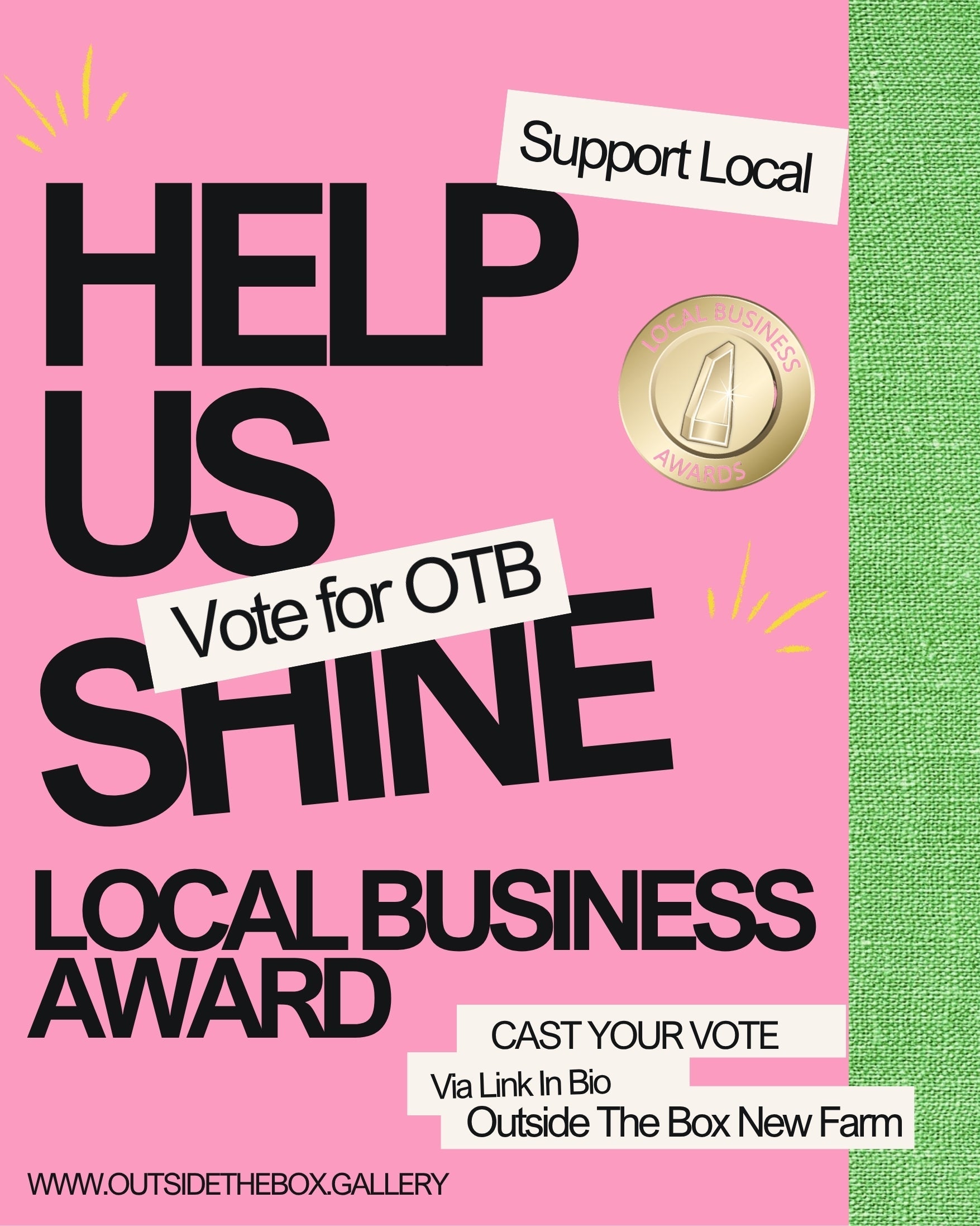 Help Us Shine: Vote for Outside the Box in the Local Business Awards ✨