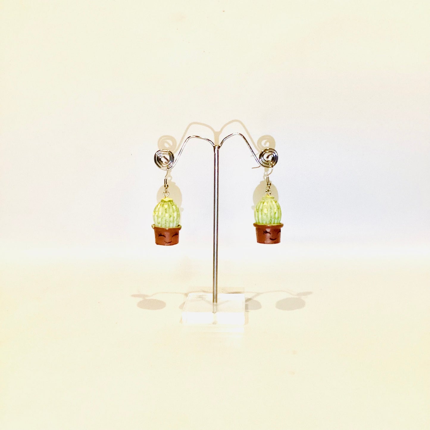 Smiling cactus silver earrings