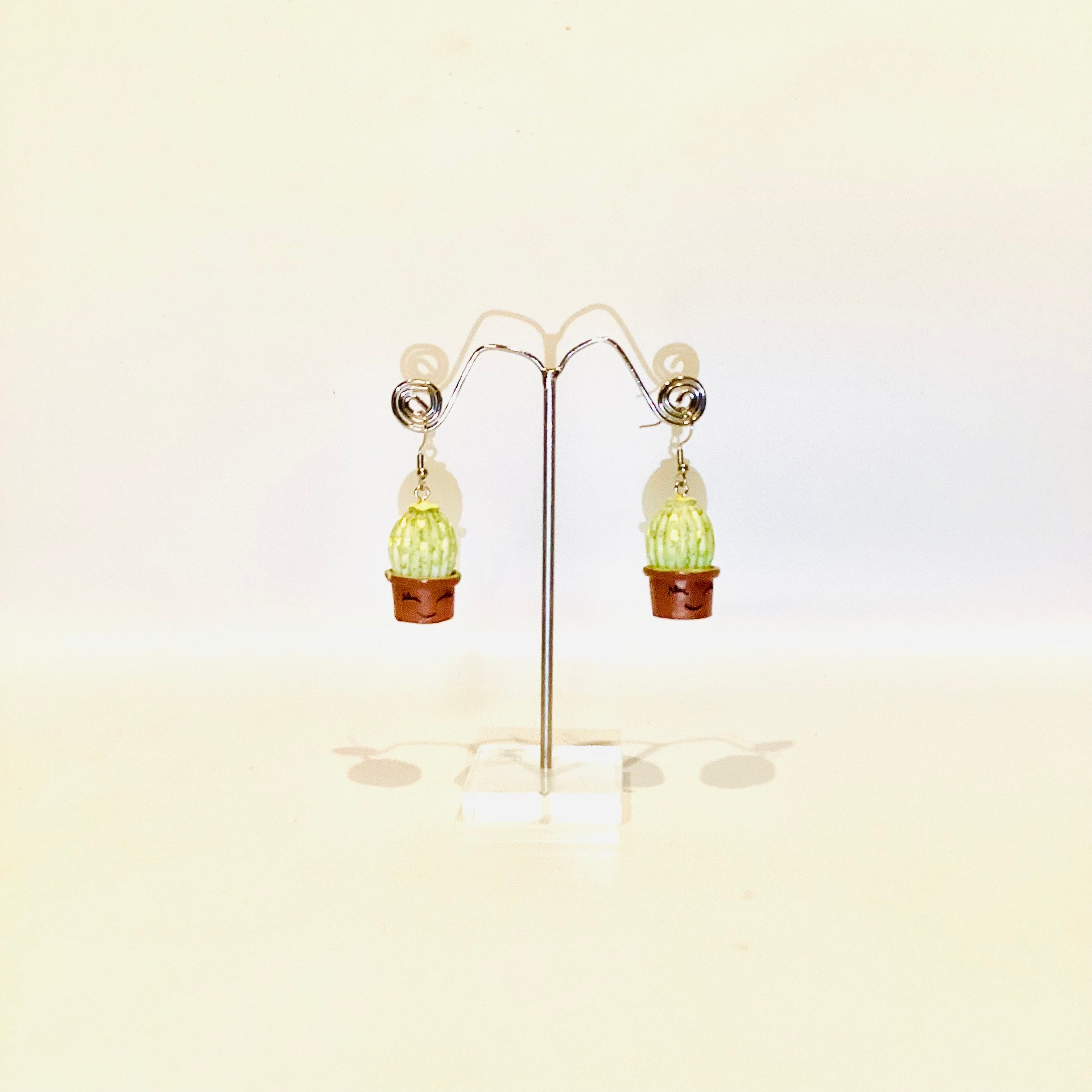 Smiling cactus silver earrings