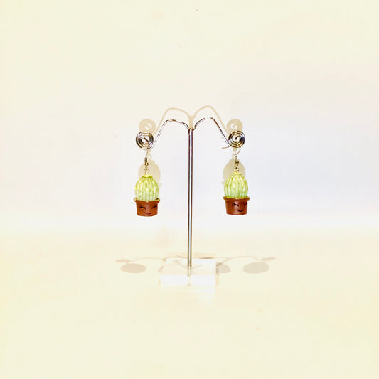 Smiling cactus silver earrings