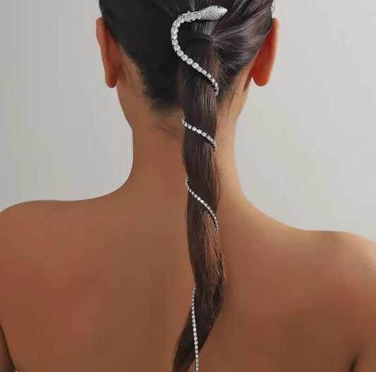 Diamonte silver hair tie