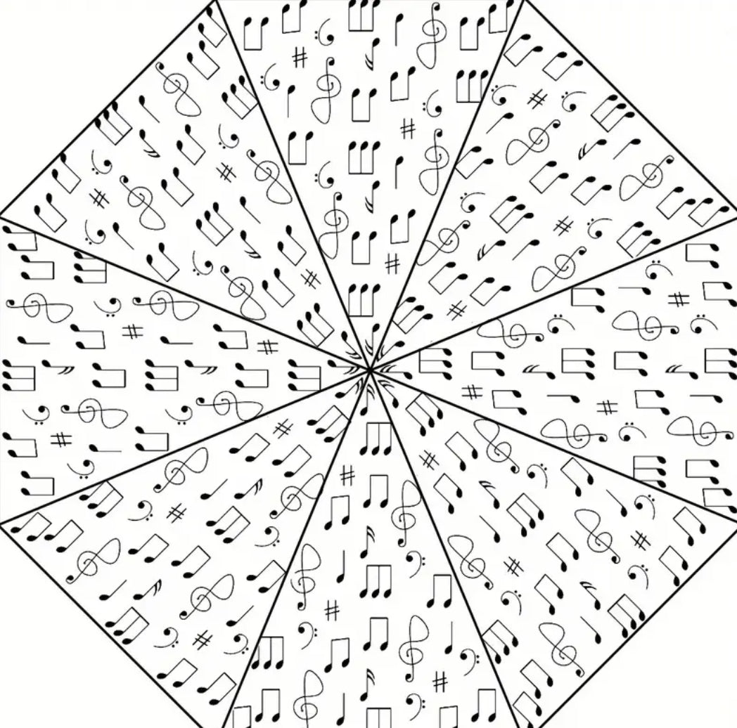 Parapluie transparent à motifs de notes de musique