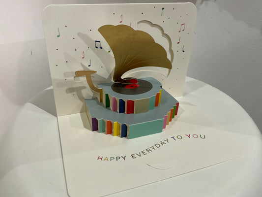 3D Pop-Up Greeting Card - Record Player