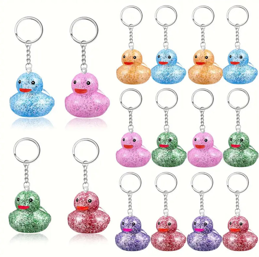 Porte-clés canard en caoutchouc pailleté