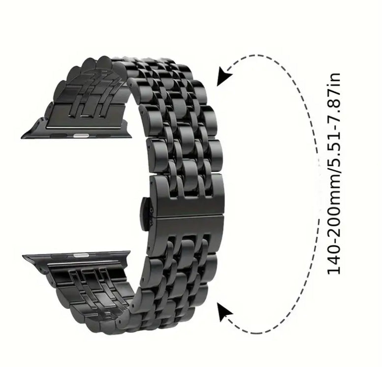 Bracelet Apple Watch en acier inoxydable noir 42, 44, 45, 49 mm