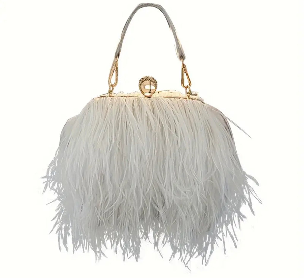 Sac en plumes d'autruche blanches