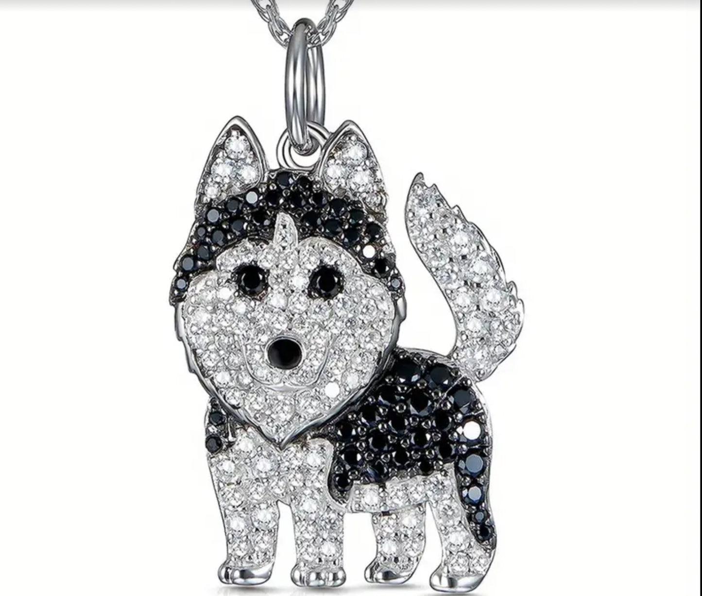 Husky dog zirconia necklace