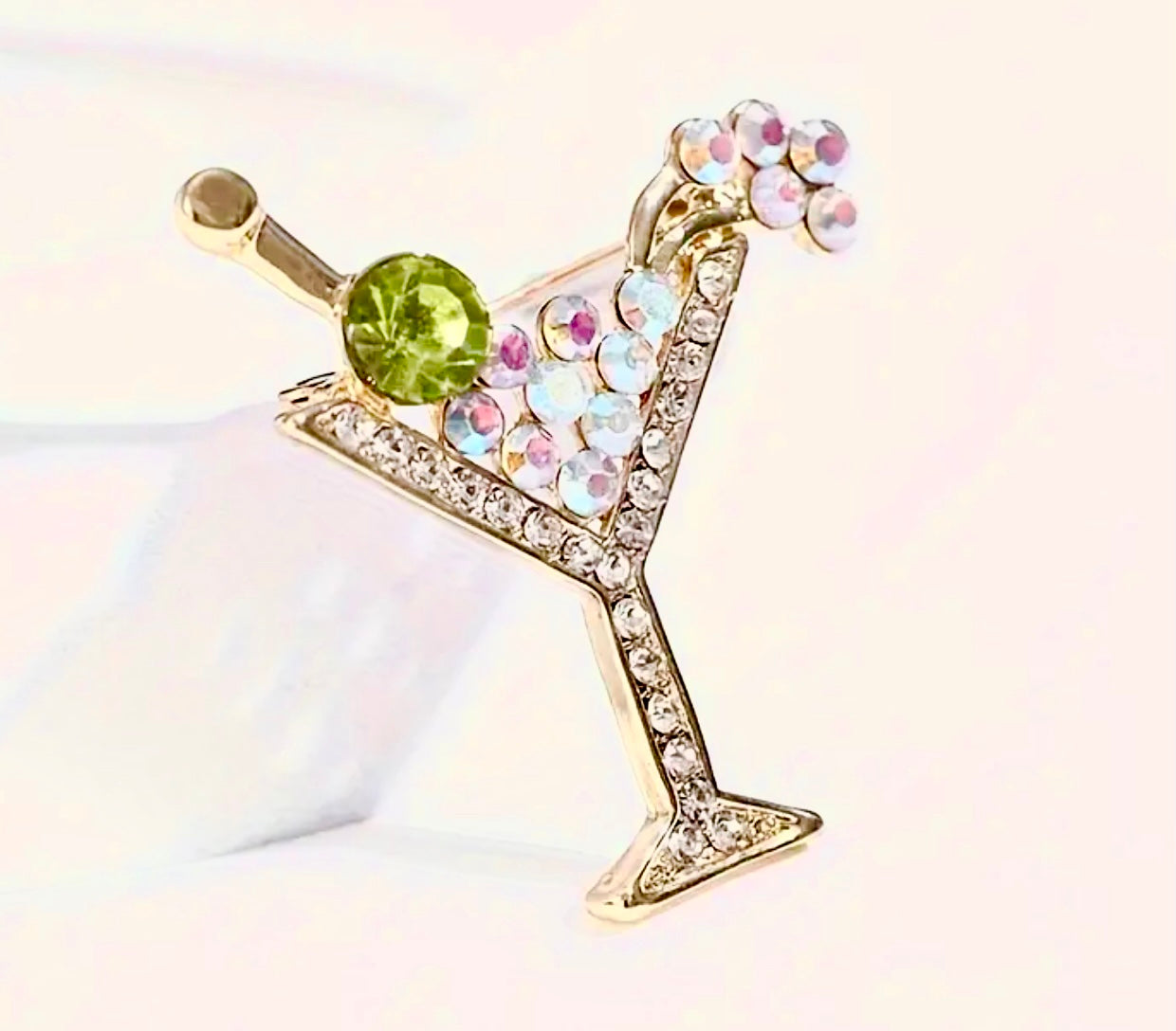 Diamonte Martini Cocktail Brooch