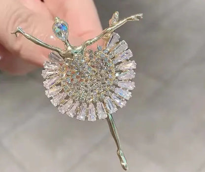 Diamonte Ballerina Brooch