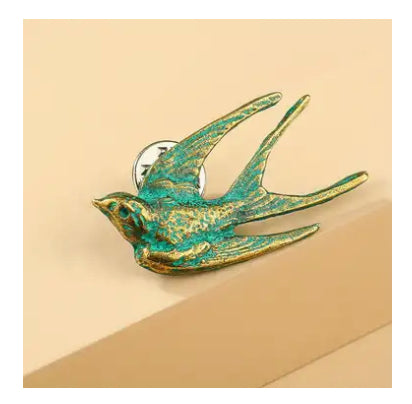 Metallic Green Bird Brooch