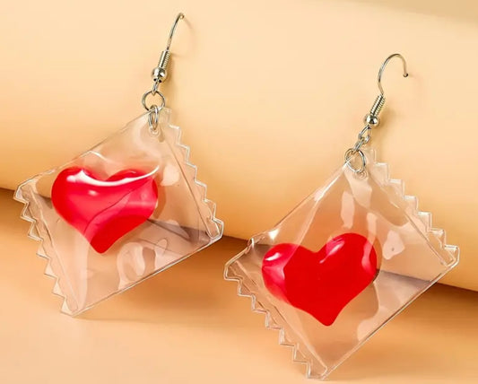 Heart in Plastic Bags Earrings