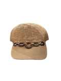 Chapeau tissé avec détails en chaîne en bois