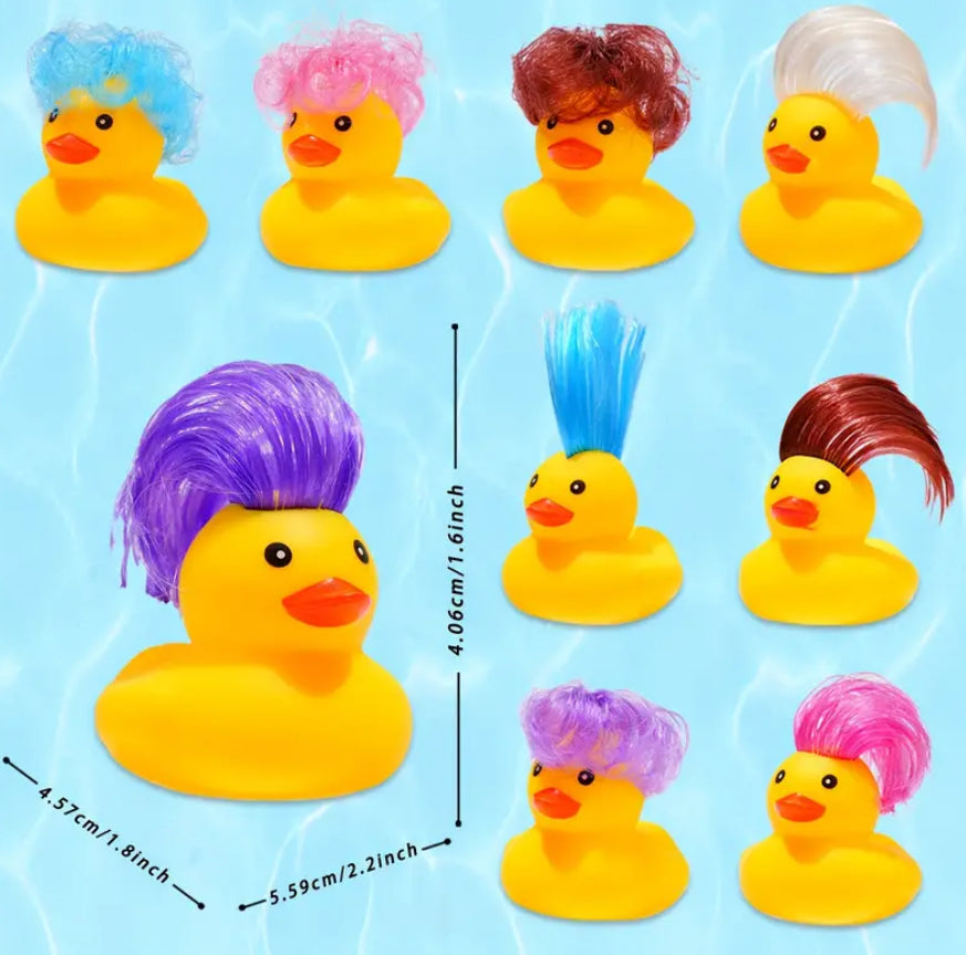 Punk Rubber Duck with Hair Keychain