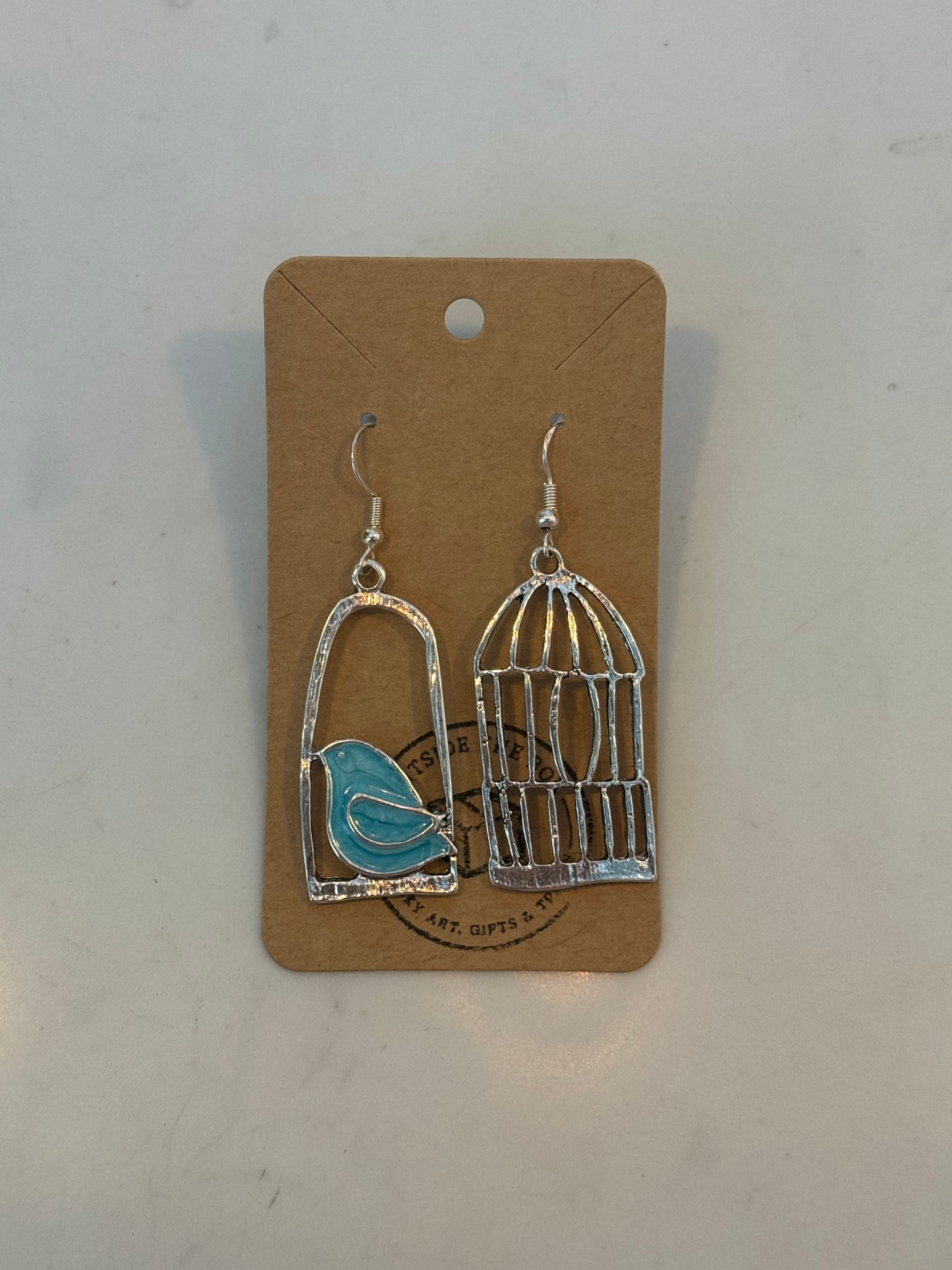 Bird cage sterling silver earrings