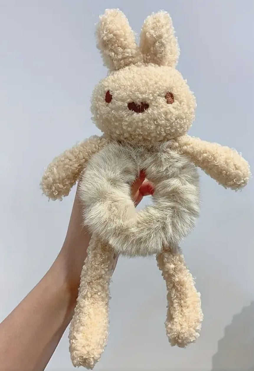 Élastique à cheveux en fourrure de lapin