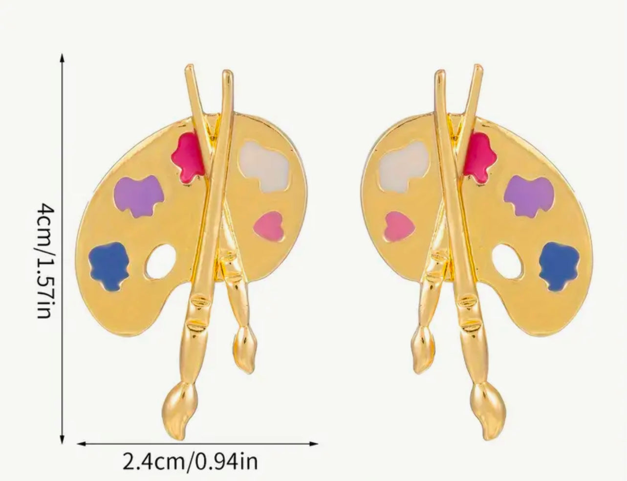 Boucles d'oreilles pinceau et palette (argent ou or)