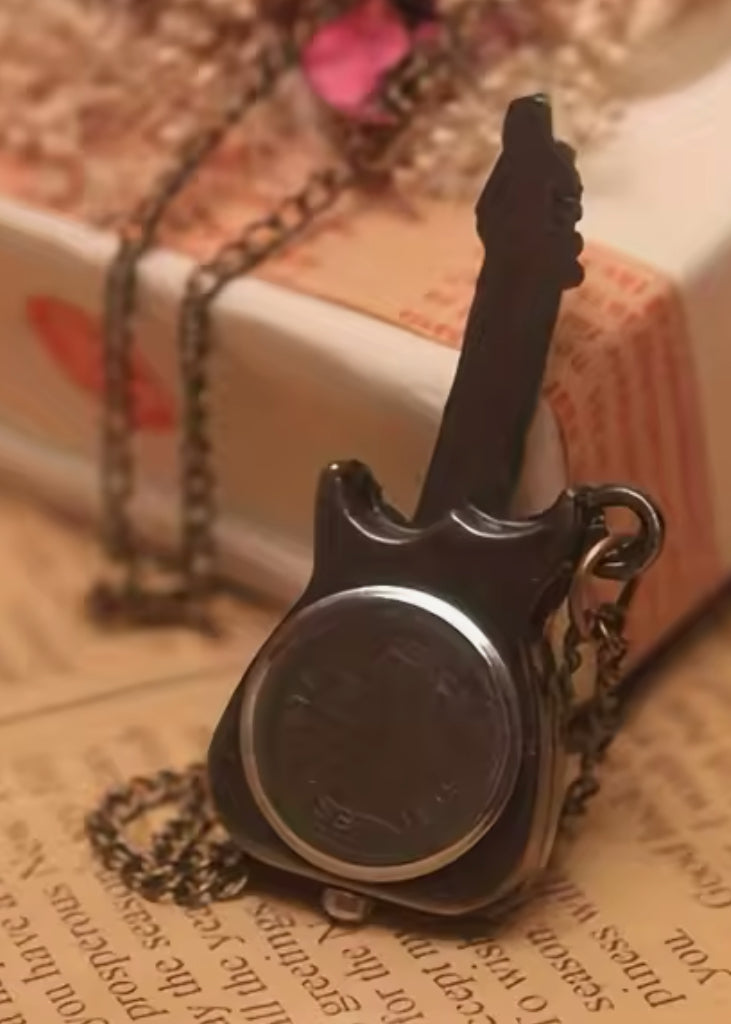 Guitar watch pendant necklace