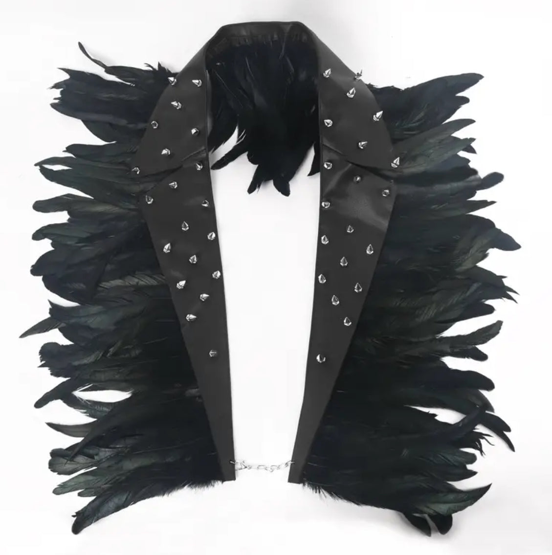 Black Feather Leatherette Vest