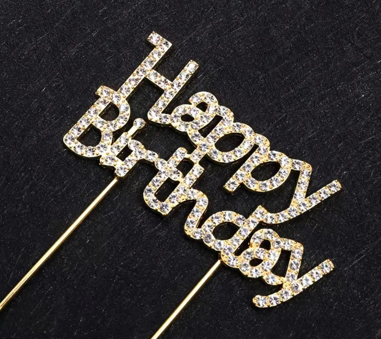Rhinestone Happy Birthday - cake topper