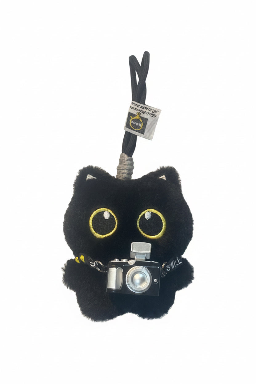 Photographer Black Cat Bag Charm