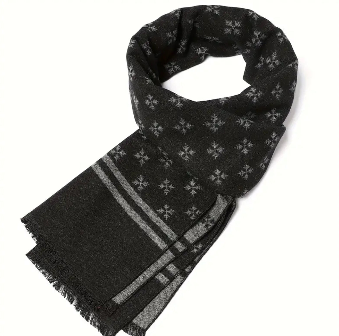 Écharpe à carreaux noire et grise