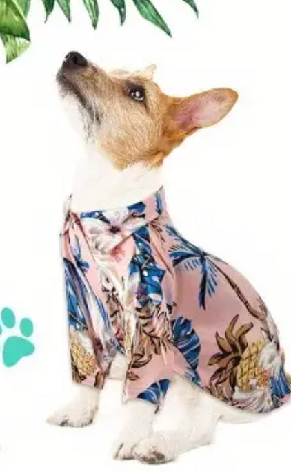 Pink Hawaiian Collared Shirt for Pets