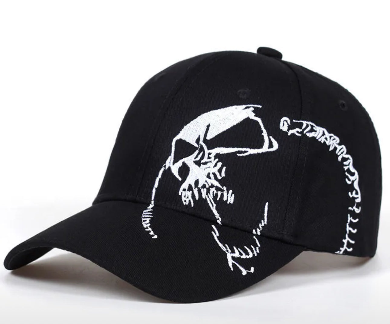 Casquette noire squelette brodée