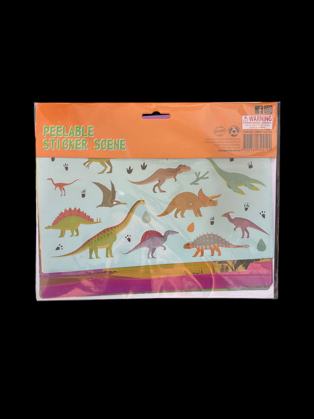 Autocollant pelable Dinosaure Scène