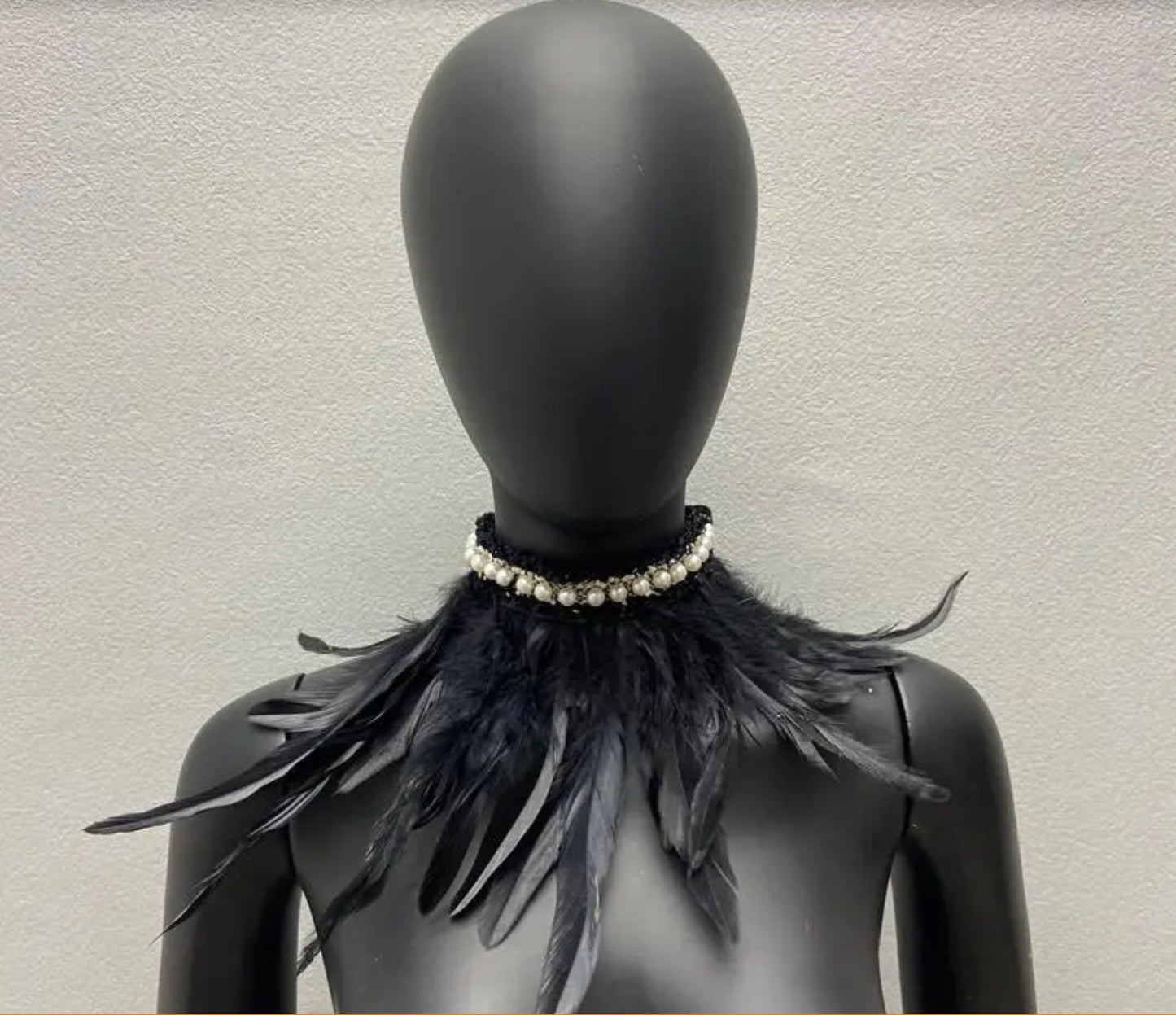 Black Feather Chocker with lace detail