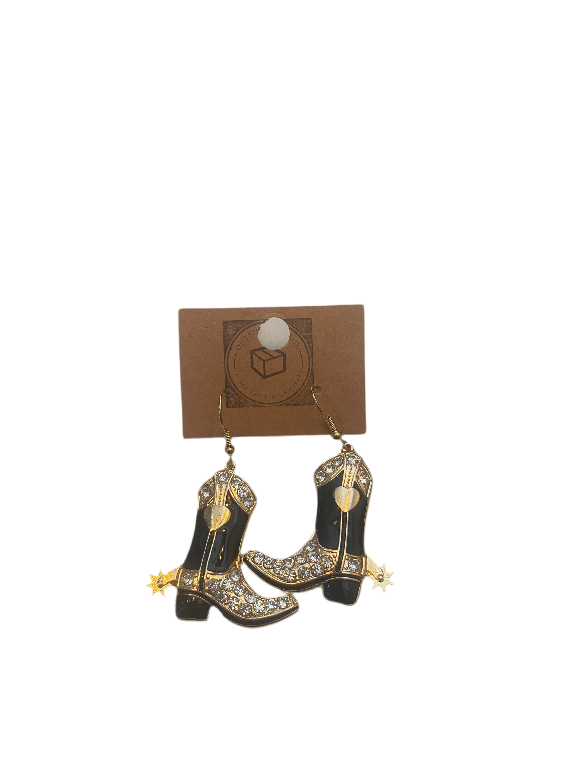 Cow Print Cowboy Boot Earrings