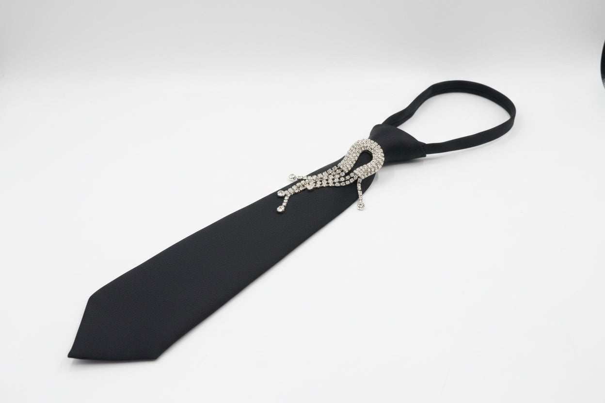 Black tie with Diamante Horse Shoe Embellishment