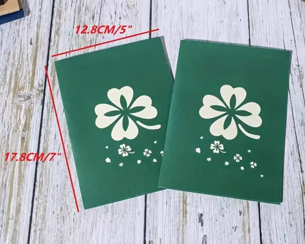 Carte de vœux 3D - Trèfle à quatre feuilles porte-bonheur