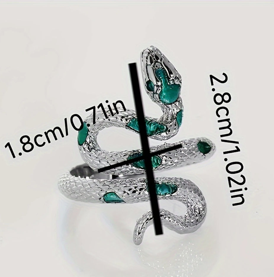 Bague serpent en zircone verte