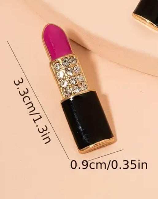 Red lipstick zirconia earrings