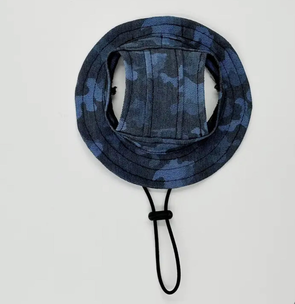 Chapeau bleu à motif militaire pour animaux de compagnie