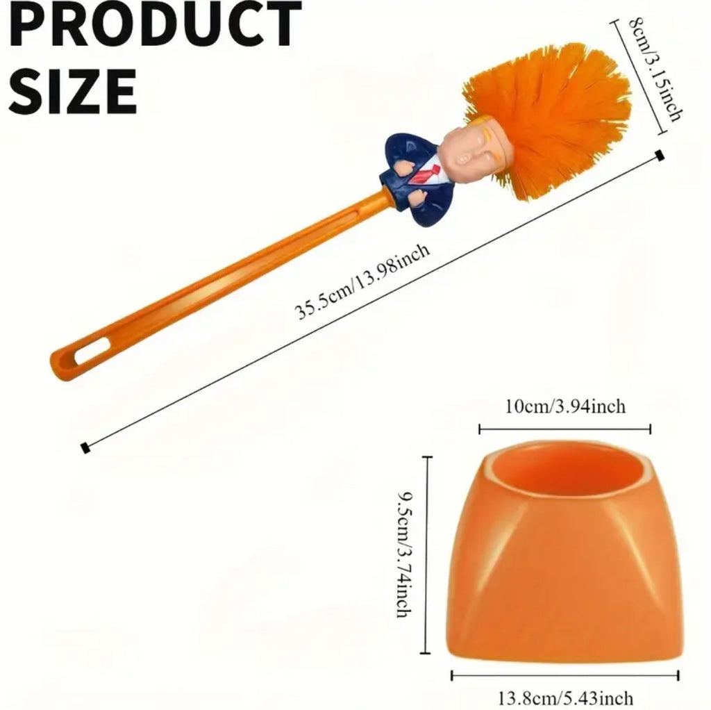 Brosse de toilette jaune comique avec support - politicien