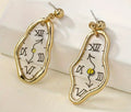 Gold Clock Earrings with Sterling Silver Posts