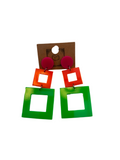 Colourful square earrings