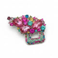 Zirconia Art Deco Brooch- Pink