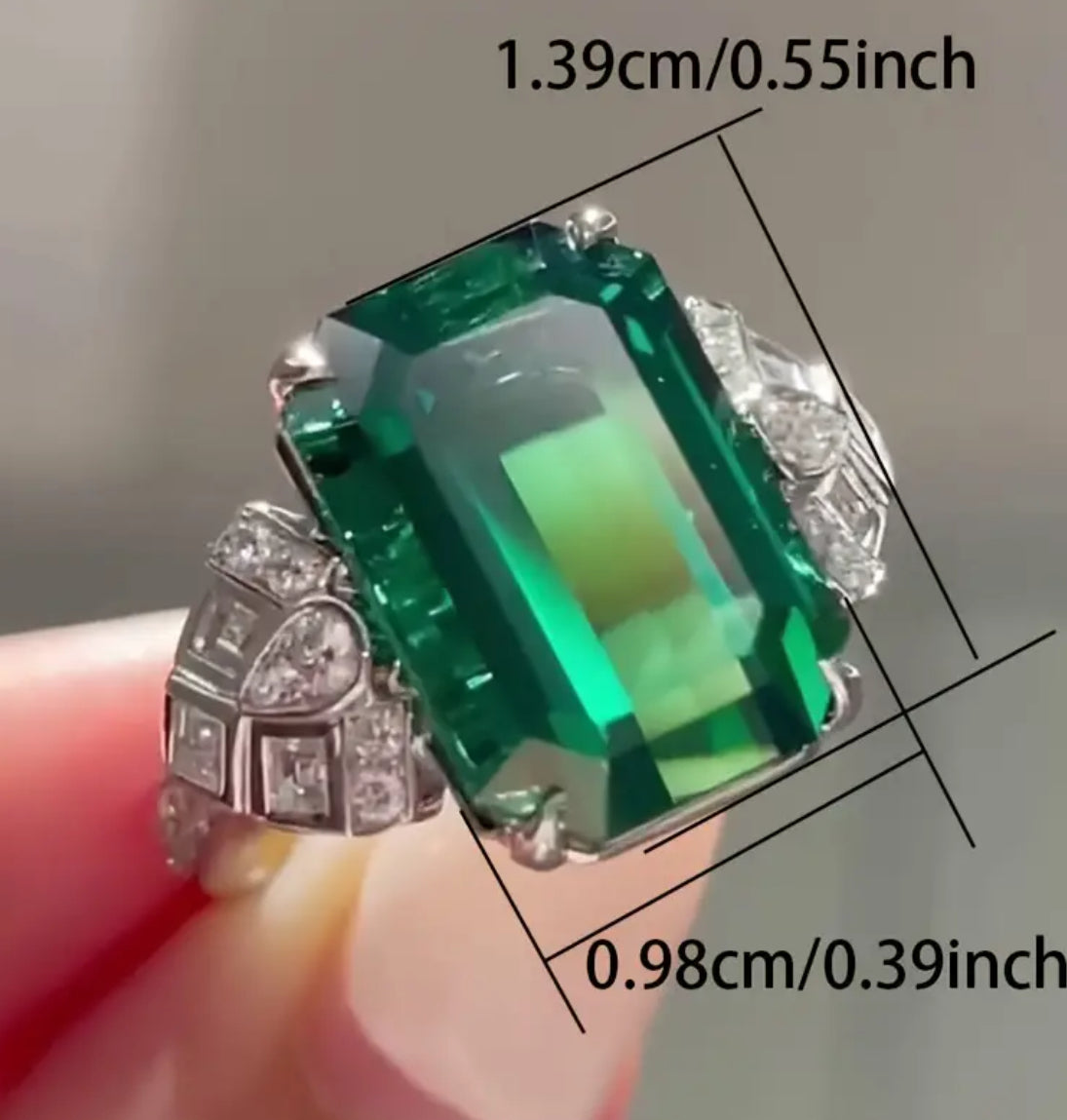 Bague émeraude zircone et diamant