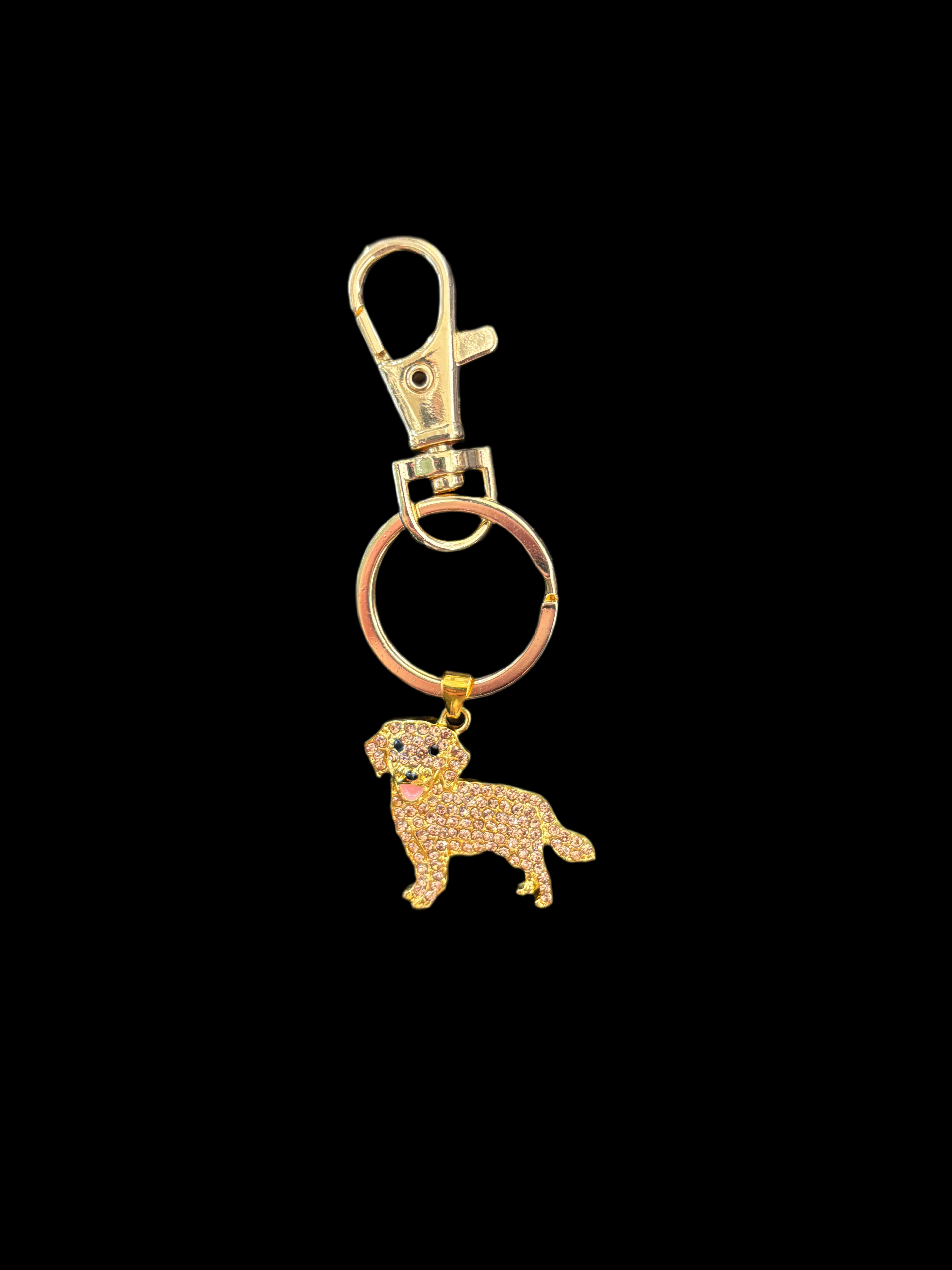 Golden Retriever Dog keychain diamanté