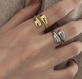 Bague moderne en acier inoxydable plaqué or 18 carats