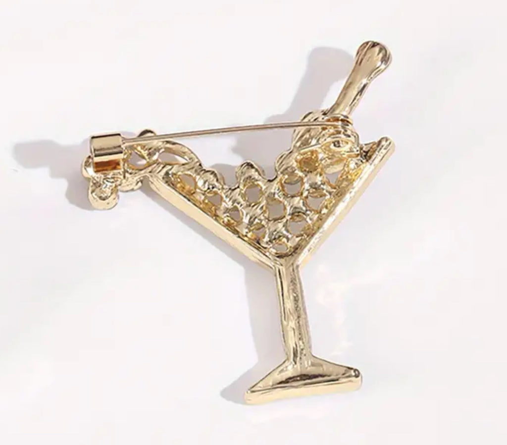 Broche cocktail Martini en diamant