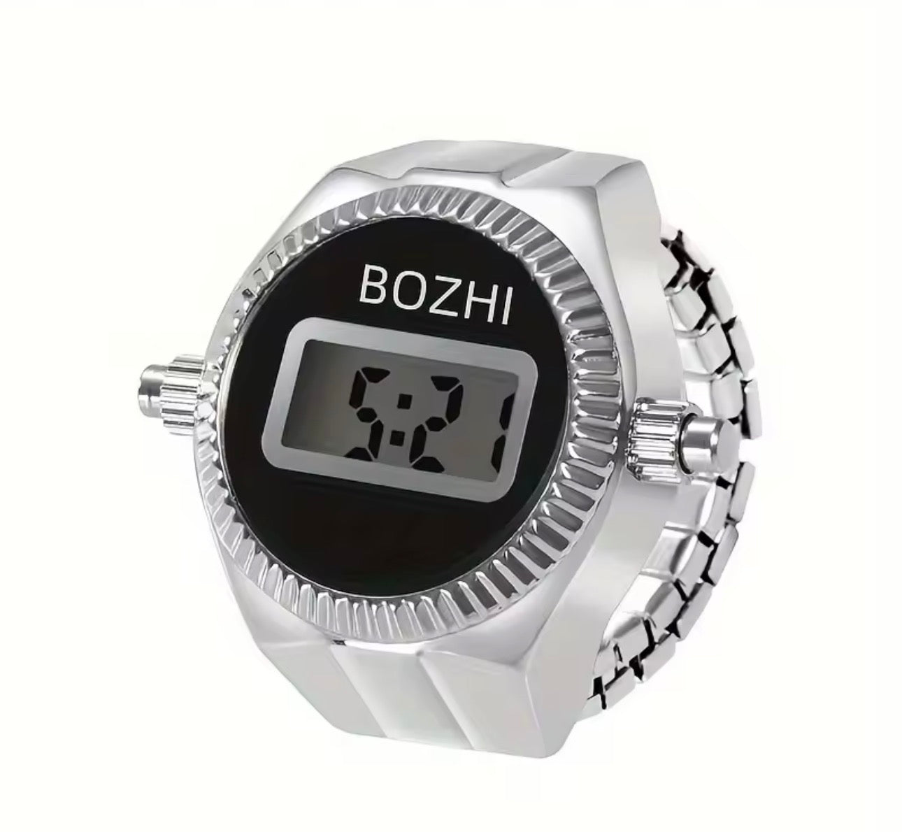 Silver Digital Watch Ring