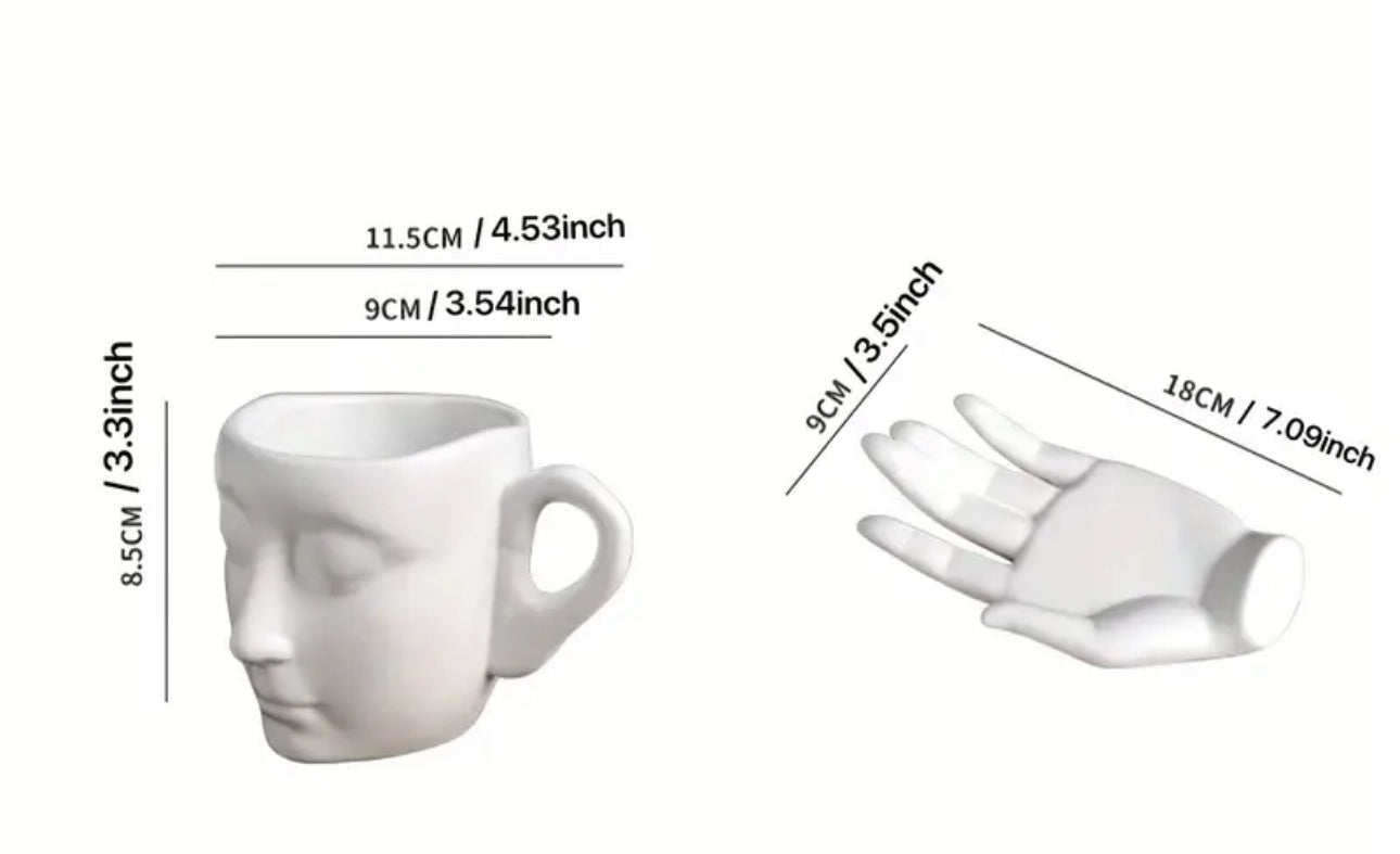 Face mug and hand saucer set