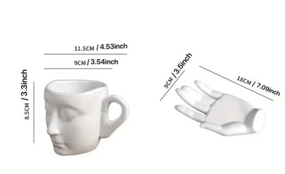 Face mug and hand saucer set