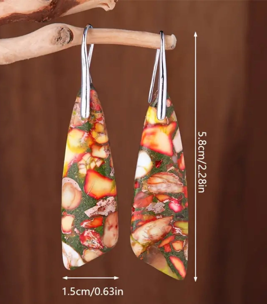 Boucles d'oreilles en pierre naturelle plaquée argent